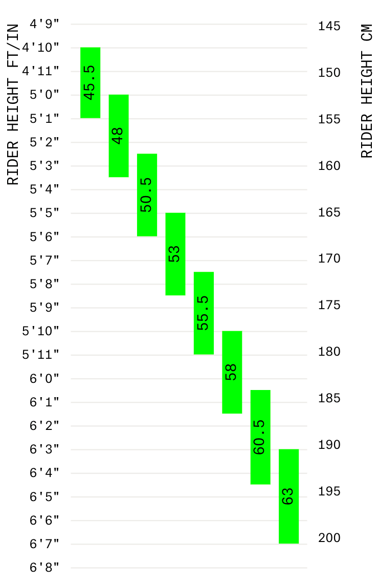 drop bar bike sizing chart